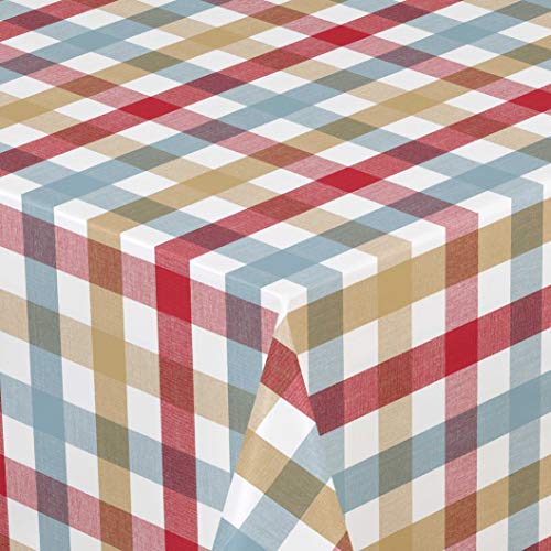 Wachstuch Wachstischdecke Tischdecke Gartentischdecke Pastell Karo Rot Breite & Länge wählbar 90 x 110 cm Eckig abwaschbar von DecoHomeTextil Heimtextilmanufaktur