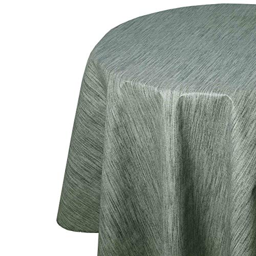 Wachstuch Wachstischdecke Tischdecke Größe und Farbe wählbar Robuste Leinen Prägung Tannengrün Oval 140 x 220 cm abwaschbare Gartentischdecke von DecoHomeTextil Heimtextilmanufaktur
