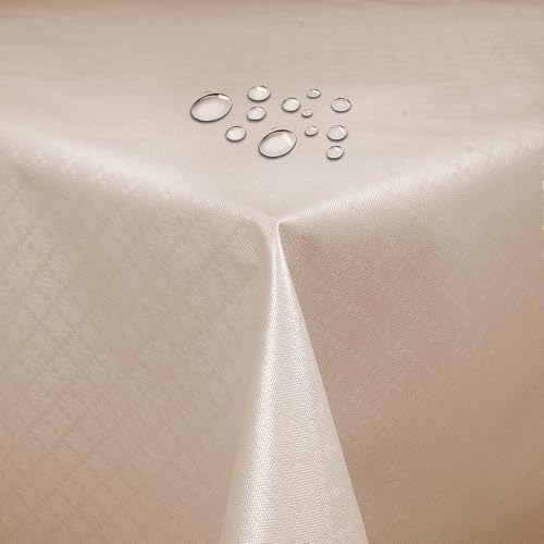 Wachstuch Wachstischdecke Tischdecke Größe wählbar Diamant Beige Eckig 120 x 120 cm abwaschbare Gartentischdecke von DecoHomeTextil Heimtextilmanufaktur