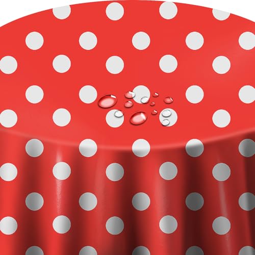 Wachstuch Wachstischdecke Tischdecke Größe wählbar Punkte Rot Rund 110 cm abwaschbar Gartentsichdecke von DecoHomeTextil Heimtextilmanufaktur