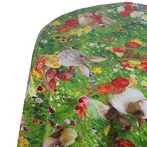 Wachstuch Wachstischdecke Tischdecke Ostertischdecke Farbe und Größe wählbar Ostern Grün Oval 130 x 280 cm abwaschbar Ostern von DecoHomeTextil