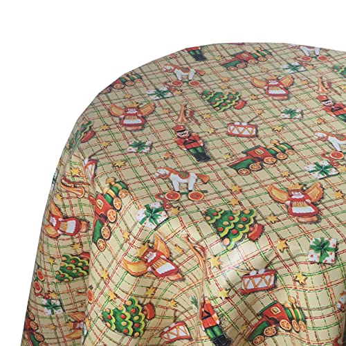 Wachstuch Wachstischdecke Tischdecke Weihnachten Nussknacker Gelb Rund 138 cm abwaschbar Weihnachtstischdecke von DecoHomeTextil