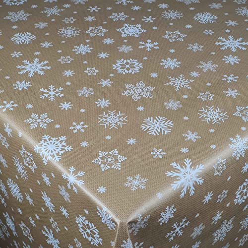 Wachstuch Wachstischdecke Tischdecke Weihnachtstischdecke Größe wählbar Weihnachten Schneeflocken Gold Eckig 100 x 100 cm abwaschbar von DecoHomeTextil