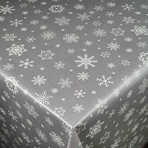 Wachstuch Wachstischdecke Tischdecke Weihnachtstischdecke Größe wählbar Weihnachten Schneeflocken Silber Eckig 100 x 140 cm abwaschbar von DecoHomeTextil