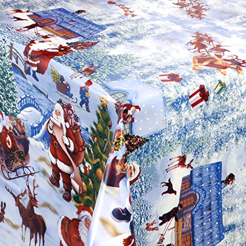 Wachstuch Wachstischdecke Tischdecke Weihnachtstischdecke Muster und Länge wählbar Weihnachten Schneemann Blau Eckig 140 x 330 cm abwaschbar von DecoHomeTextil