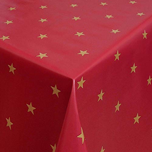 Wachstuch Wachstischdecke Tischdecke Weihnachtstischdecke Muster und Länge wählbar Weihnachten Sterne Rot Eckig 140 x 210 cm abwaschbar von DecoHomeTextil
