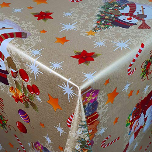 Wachstuch Wachstischdecke Tischdecke Weihnachtstischdecke Muster und Länge wählbar Weihnachten Zuckerstange Gold Eckig 140 x 100 cm abwaschbar von DecoHomeTextil