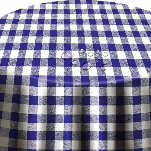 Wachstuchtischdecke Wachstuch Tischdecke Gartentischdecke Rund Oval Klassik Kariert Blau Rund 130 cm abwaschbare Wachstischdecke von DecoHomeTextil Heimtextilmanufaktur