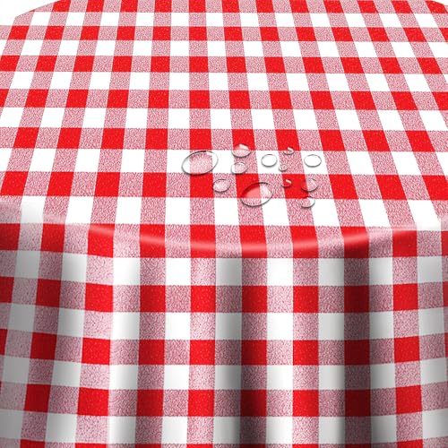 Wachstuchtischdecke Wachstuch Tischdecke Gartentischdecke Rund Oval Klassik Kariert Rot Rund 120 cm abwaschbare Wachstischdecke von DecoHomeTextil Heimtextilmanufaktur