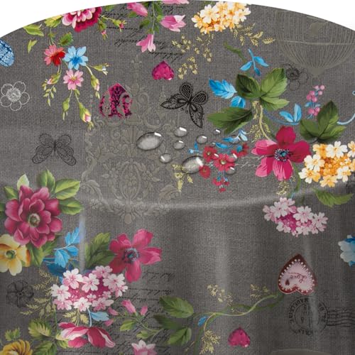 Wachstuchtischdecke Wachstuch Tischdecke Gartentischdecke Rund Oval Paradies Vogel Anthrazit Rund 120 cm abwaschbare Wachstischdecke von DecoHomeTextil Heimtextilmanufaktur