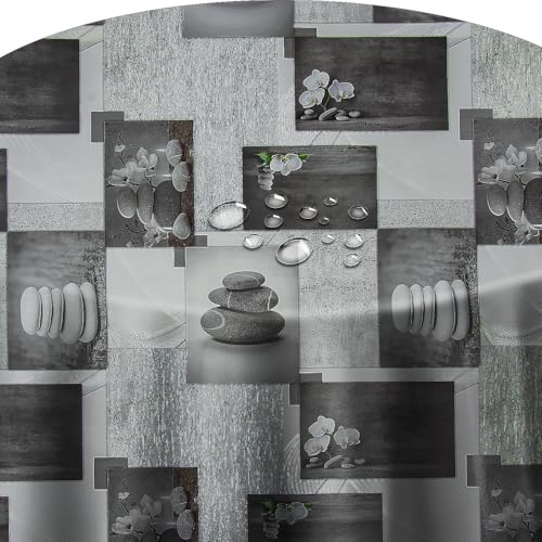 Wachstuchtischdecke Wachstuch Tischdecke Gartentischdecke Rund Oval Steine Pusteblume Rund ca. 140 cm abwaschbare Wachstischdecke von DecoHomeTextil Heimtextilmanufaktur