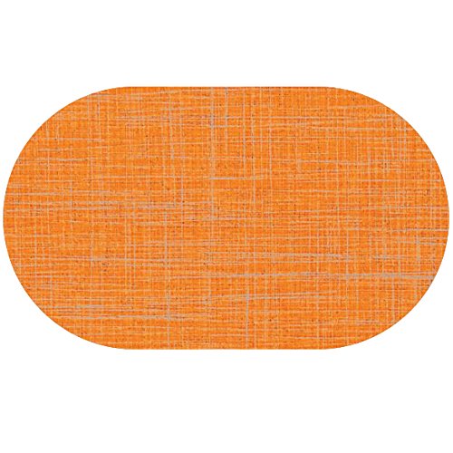 d-c-fix Wachstuch Leinen Look RUND OVAL Farbe & Größe wählbar Oval 130 x 200 cm Orange abwaschbare Tischdecke von DecoHomeTextil