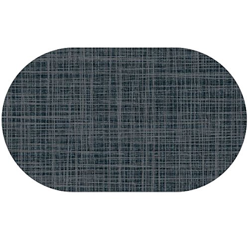 d-c-fix Wachstuch Leinen Look RUND OVAL Farbe & Größe wählbar Oval ca. 140 x 220 cm Grau Anthrazit abwaschbare Tischdecke von DecoHomeTextil Heimtextilmanufaktur