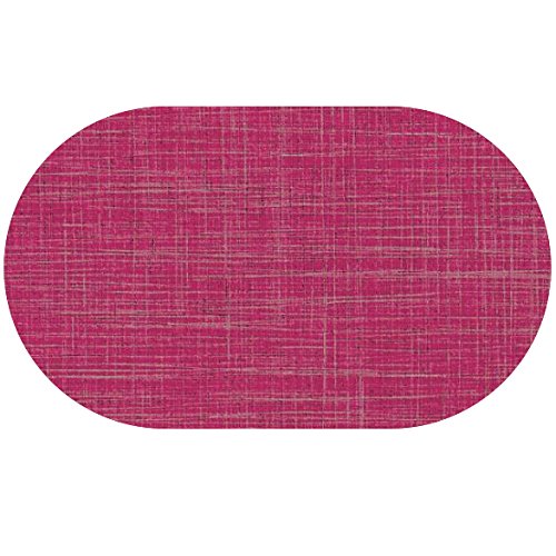 d-c-fix Wachstuch Leinen Look RUND OVAL Farbe & Größe wählbar Oval ca. 140 x 240 cm Pink abwaschbare Tischdecke von DecoHomeTextil