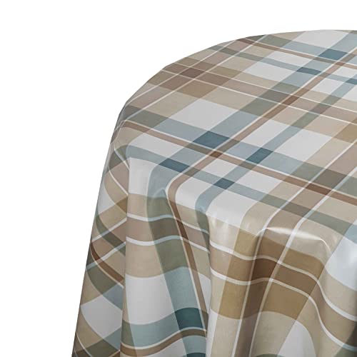 d-c-fix Wachstuch Tischdecke Wachstuchtischdecke Farbe und Größe wählbar Kariert Beige 140 cm Rund abwaschbare Gartentischdecke von DecoHomeTextil Heimtextilmanufaktur