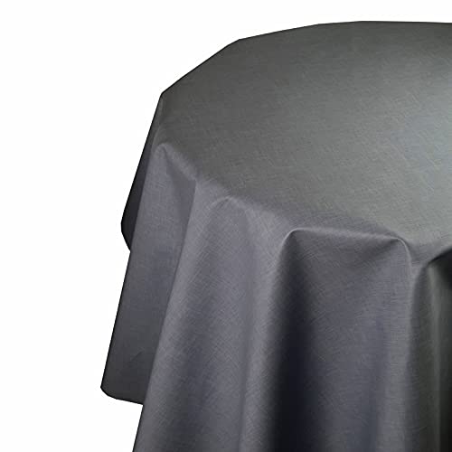 d-c-fix Wachstuch Wachstischdecke Hochwertige Tischdecke Farbe und Größe wählbar Unverwüstlich Grau Anthrazit Rund ca. 140 cm abwaschbar von DecoHomeTextil Heimtextilmanufaktur