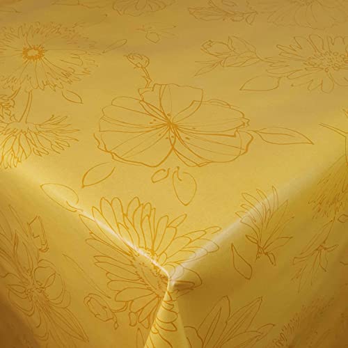 d-c-fix Wachstuch Wachstischdecke Tischdecke Gartentischdecke Blumen Palmas Gelb Breite & Länge wählbar 140 x 260 cm Eckig abwaschbar von DecoHomeTextil Heimtextilmanufaktur
