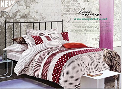 DecoKing 98523 200x220 Bettwäsche mit 2 Kissenbezügen 80x80 Renforcé Bettwäscheset 100% Baumwolle Reißverschluss Diamond Collection Red Velvet weiß rot von DecoKing