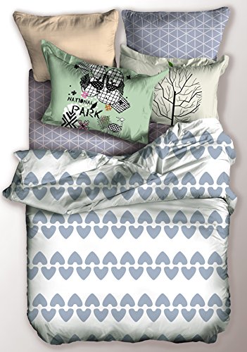 DecoKing 04821 155x220 cm Bettwäsche mit 1 Kissenbezug 80x80 Bettwäscheset Microfaser Reißverschluss Basic Collection Narnia hellblau weiß blau grau von DecoKing