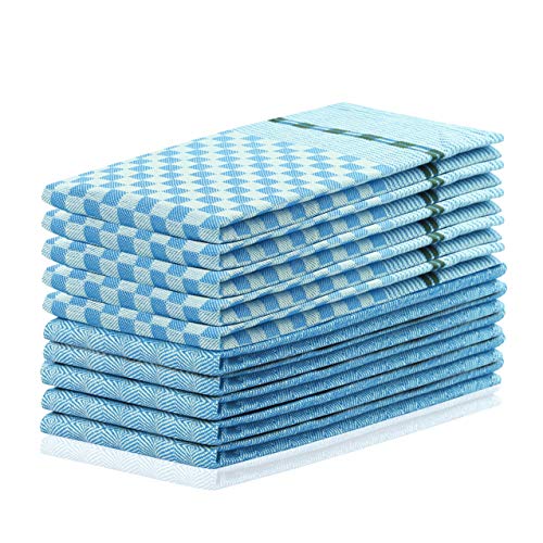 DecoKing 10er Set Küchentücher 50x70 cm mit Aufhänger 100% Baumwolle Blau hochwertige Geschirrtücher Louie von DecoKing