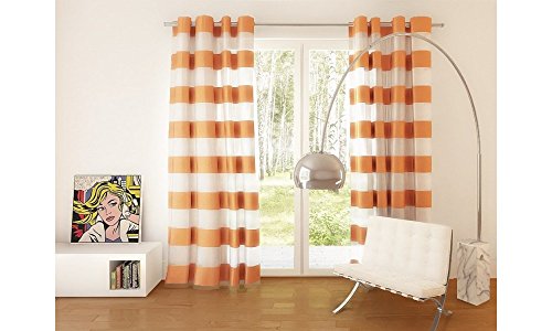 DecoKing 140x245 cm orange transparent Vorhang Fensterdekoration Gardine Ösenschal Streifen von DecoKing