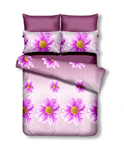 DecoKing 155x220 cm Bettwäsche mit 1 Kissenbezug 80x80 Bettbezüge Microfaser Reißverschluss Blumen Susanne Emerald Creme rosa von DecoKing