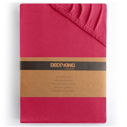 DecoKing Spannbettlaken 160x200 180x200 cm Pink Rosa Spannbetttücher Jersey 100% Baumwolle Boxspringbett Amber 160 x 200 180 x 200 von DecoKing