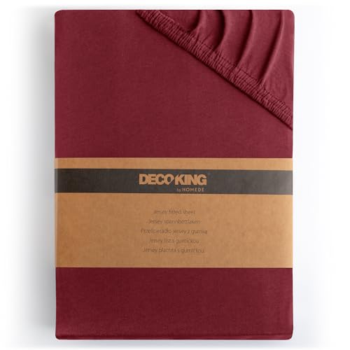 DecoKing Spannbettlaken 140x200 160x200 cm Bordeaux Spannbetttücher Jersey 100% Baumwolle Boxspringbett Amber 140 x 200 160 x 200 von DecoKing