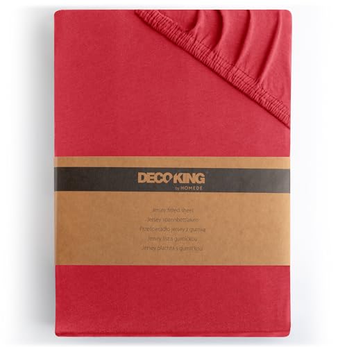 DecoKing Spannbettlaken 180x200 200x200 cm Rot Spannbetttücher Jersey 100% Baumwolle Boxspringbett Amber 180 x 200 200 x 200 von DecoKing