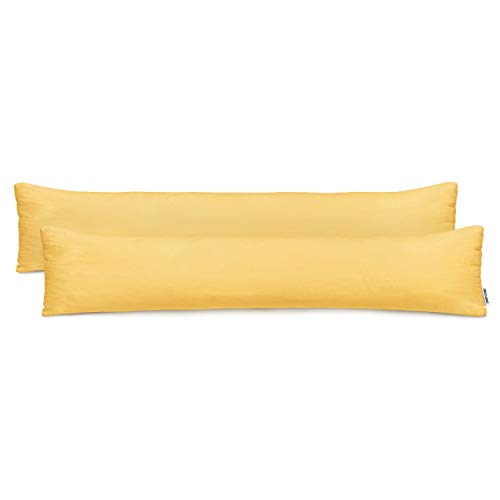 DecoKing 2 Kissenbezüge 20x120 cm Jersey Baumwolle Reißverschluss gelb Amber von DecoKing