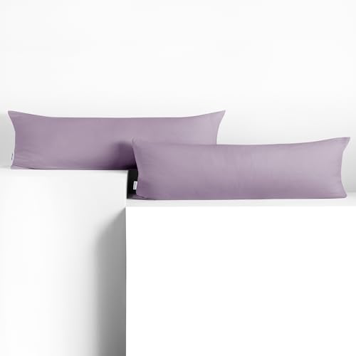 DecoKing 2 Kissenbezüge 20x120 cm Jersey Baumwolle Reißverschluss violett Amber von DecoKing