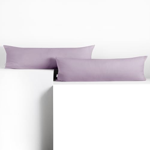 DecoKing 2 Kissenbezüge 20x145 cm Jersey 100% gekämmte Baumwolle Reißverschluss violett Amber von DecoKing