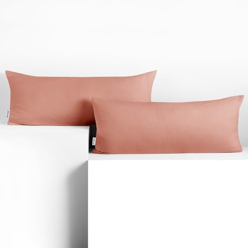 DecoKing 2 Kissenbezüge 40x120 cm Jersey 100% gekämmte Baumwolle Reißverschluss Lachs Amber von DecoKing