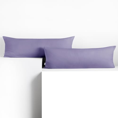 DecoKing 2 Kissenbezüge 40x200 cm Jersey 100% gekämmte Baumwolle Reißverschluss Lavendel Amber von DecoKing