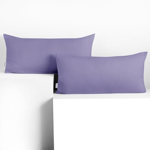 DecoKing 2 Kissenbezüge 40x80 cm Baumwolle Reißverschluss Lavendel Amber von DecoKing