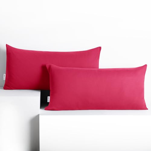DecoKing 2 Kissenbezüge 40x80 cm Baumwolle Reißverschluss pink Amber von DecoKing