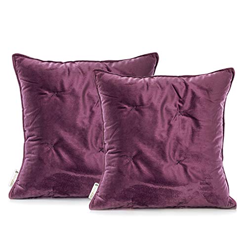 DecoKing 2 Kissenbezüge 45x45 cm violett lila zweiseitig Steppung Velvet Samt Daisy von DecoKing