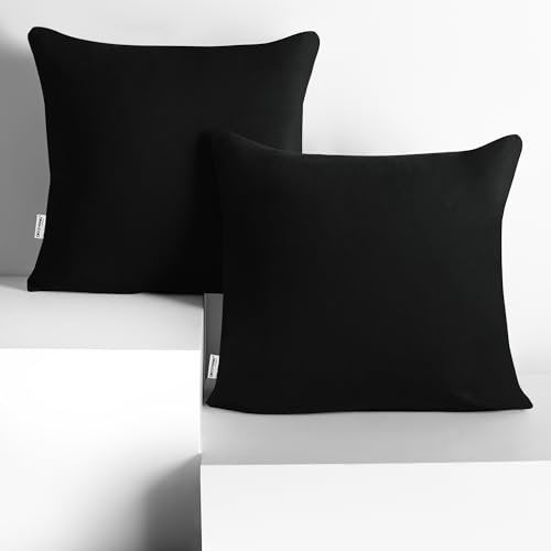 DecoKing 2 Kissenbezüge 50x50 cm Jersey Baumwolle Reißverschluss schwarz Amber von DecoKing
