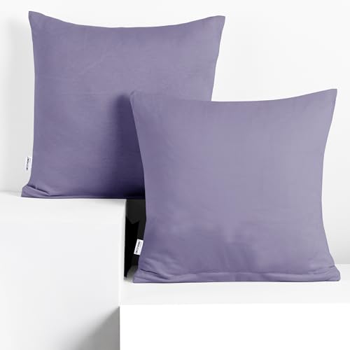 DecoKing 2 Kissenbezüge 80x80 cm Jersey Baumwolle Reißverschluss Lavendel Amber von DecoKing