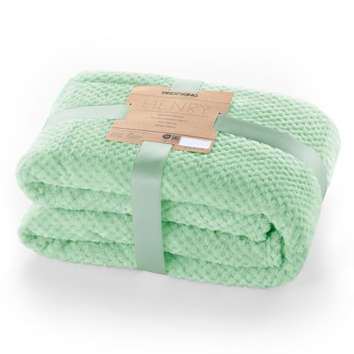 DecoKing Kuscheldecke 170x210 cm Pfefferminze Decke Microfaser Wohndecke Tagesdecke Fleece weich sanft kuschelig skandinavischer Stil Minze Henry von DecoKing