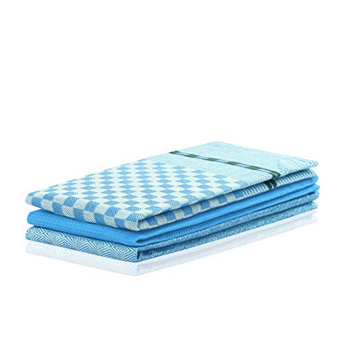 DecoKing 3er Set Küchentücher 50x70 cm mit Aufhänger 100% Baumwolle Blau hochwertige Geschirrtücher Louie von DecoKing