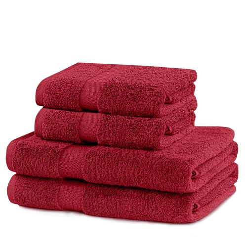 DecoKing 4er Set Baumwolle Qualität 525g/m² 2 Handtücher 50x100 cm und 2 Badetücher 70x140 cm dunkelrot weinrot rot saugfähig Marina DecoKing 4er Set Baumwolle Qualität 525g/m² 2 Handtücher 50x100 cm und 2 Badetücher 70x140 cm dunkelrot weinrot rot saugfähig Marina von DecoKing