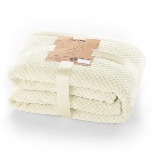 DecoKing Kuscheldecke 150x200 cm Creme Decke Microfaser Wohndecke Tagesdecke Fleece weich sanft kuschelig skandinavischer Stil Ecru Henry von DecoKing