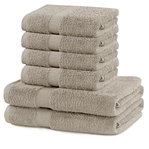 DecoKing 6er Set Baumwolle Qualität 525g/m² 4 Handtücher 50x100 cm und 2 Badetücher 70x140 cm beige saugfähig Marina DecoKing 6er Set Baumwolle Qualität 525g/m² 4 Handtücher 50x100 cm und 2 Badetücher 70x140 cm beige saugfähig Marina von DecoKing