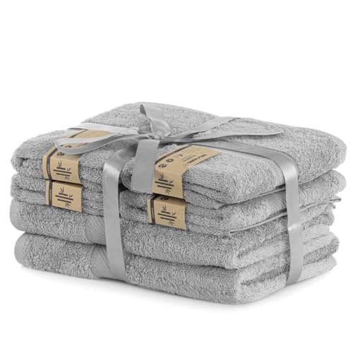 DecoKing 6er Set Stahl Baumwolle 4 Handtücher 50x100 cm und 2 Badetücher 70x140 cm Duschtücher Bambus Viskose saugfähig antibakteriell Bamboo Bamby Silber grau Steel Silver Grey DecoKing 6er Set Stahl Baumwolle 4 Handtücher 50x100 cm und 2 Badetücher 70x140 cm Duschtücher Bambus Viskose saugfähig antibakteriell Bamboo Bamby Silber grau Steel Silver Grey von DecoKing