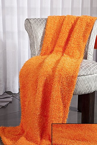 DecoKing 70x150 XL XXL Orange Langflor Optik Langhaarig Kuscheldecke Wohndecke Microfaserdecke Decke Fleecedecke Microfaser Mikrofaser von DecoKing