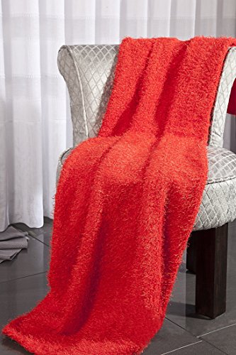 DecoKing 70x150 XL XXL Rot Red Langflor Optik Langhaarig Kuscheldecke Wohndecke Microfaserdecke Decke Fleecedecke Microfaser Mikrofaser von DecoKing