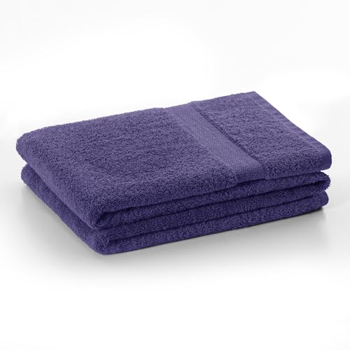 DecoKing Badetuch 70x140 cm Baumwolle Qualität 525g/m² violett Duschtuch saugfähig Marina von DecoKing