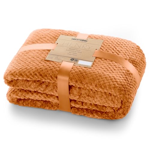 DecoKing Kuscheldecke 150x200 cm Decke Microfaser Wohndecke Tagesdecke Fleece weich sanft kuschelig skandinavischer Stil Fuchsrot Henry von DecoKing