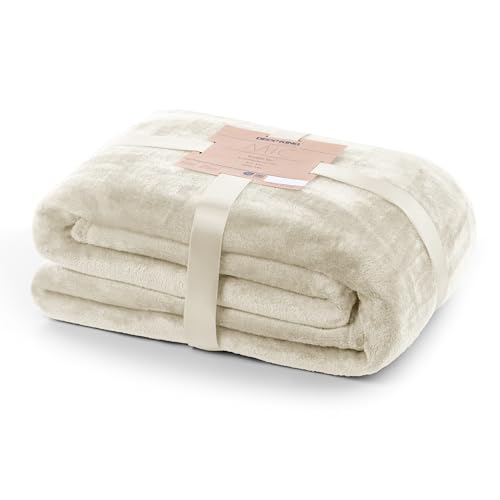 DecoKing Kuscheldecke 160x210 cm Creme Decke Microfaser Tagesdecke Fleece weich sanft kuschelig Ecru Ivory Elfenbein Cream Mic von DecoKing